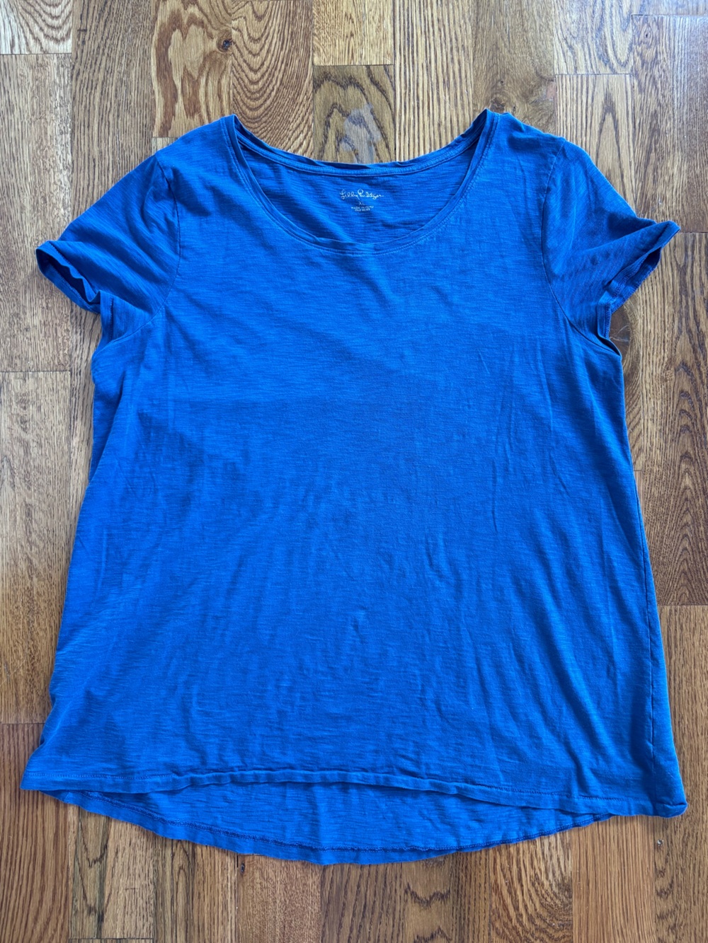 Lilly Pulitzer Blue Short Sleeve T-Shirt Women's Pima Cotton Crew Neck X-Large - Picture 3 of 8